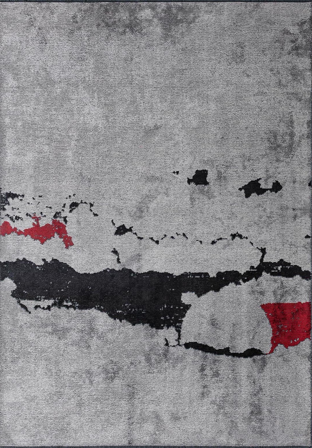 GRANADA BLACK - RED - LIGHT GREY RUG
