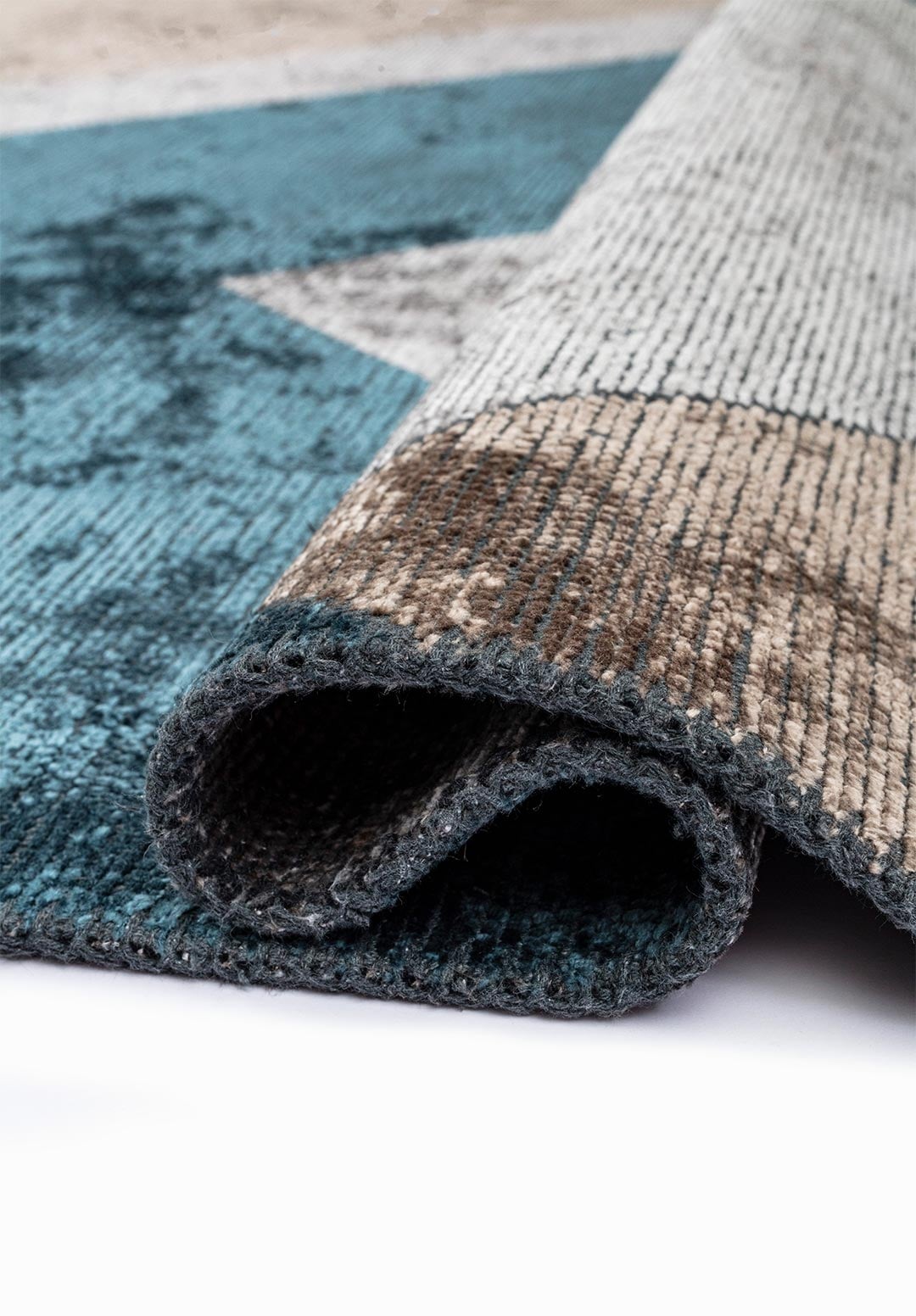PAMPLONA NOUGAT - LIGHT GREY - PETROL RUG - 2