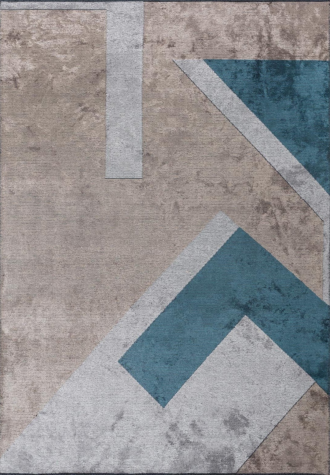 PAMPLONA NOUGAT - LIGHT GREY - PETROL RUG - 1