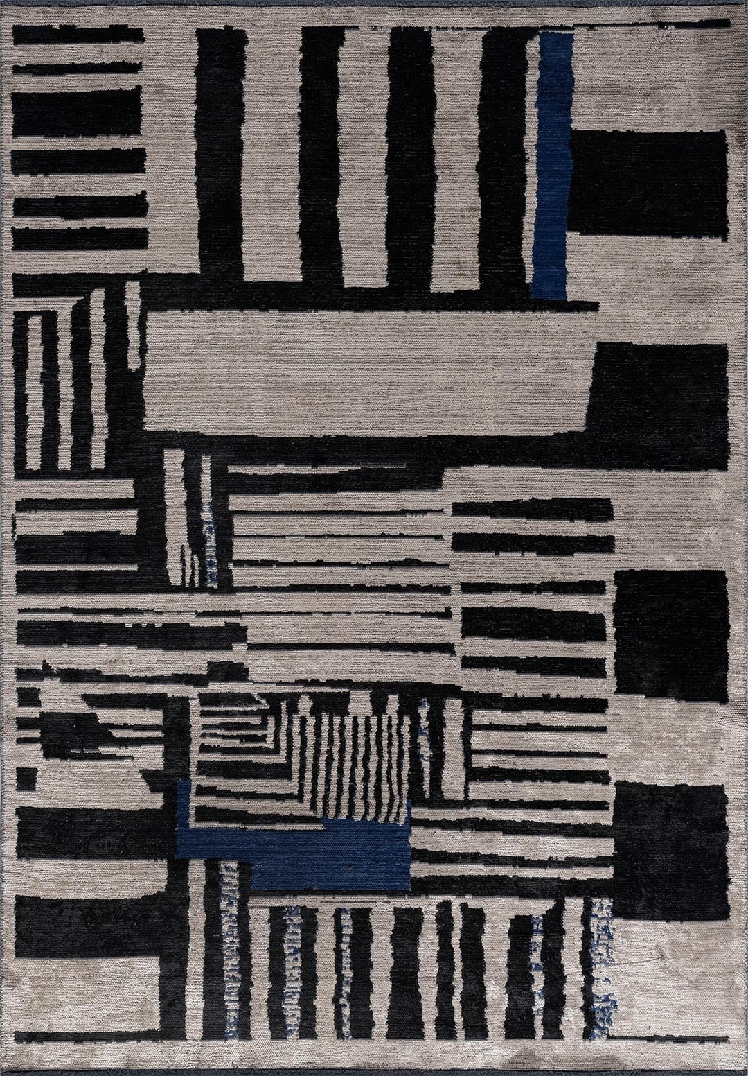 OXFORD BLACK - DARK NAVY - BEIGE RUG