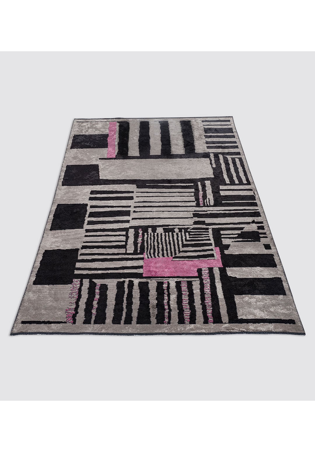 OXFORD BLACK - PINK - GREY RUG - 6