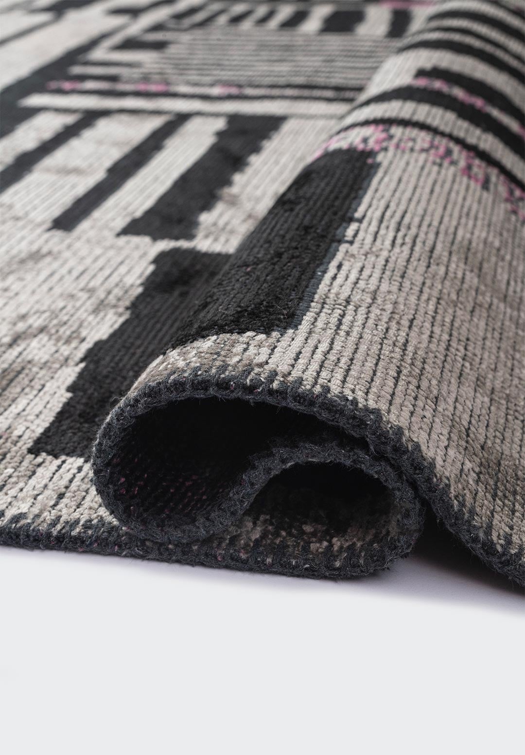 OXFORD BLACK - PINK - GREY RUG - 2
