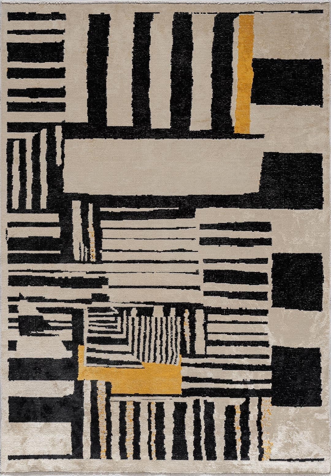 OXFORD BLACK - GOLD - CREAM RUG