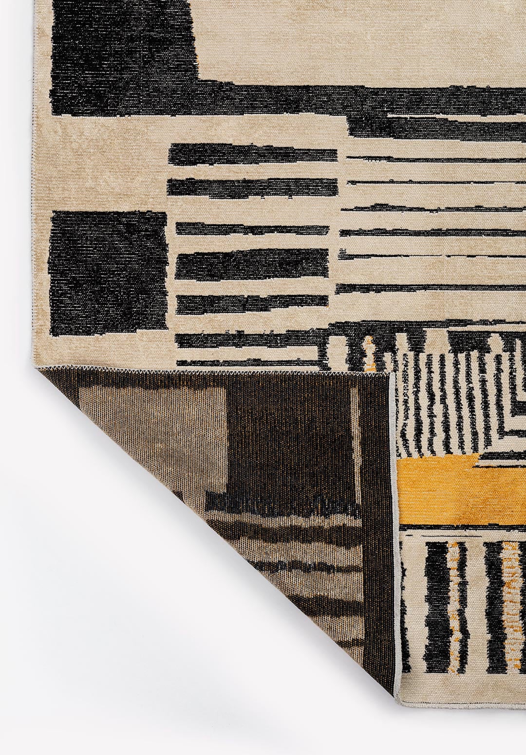 OXFORD BLACK - GOLD - CREAM RUG - 3