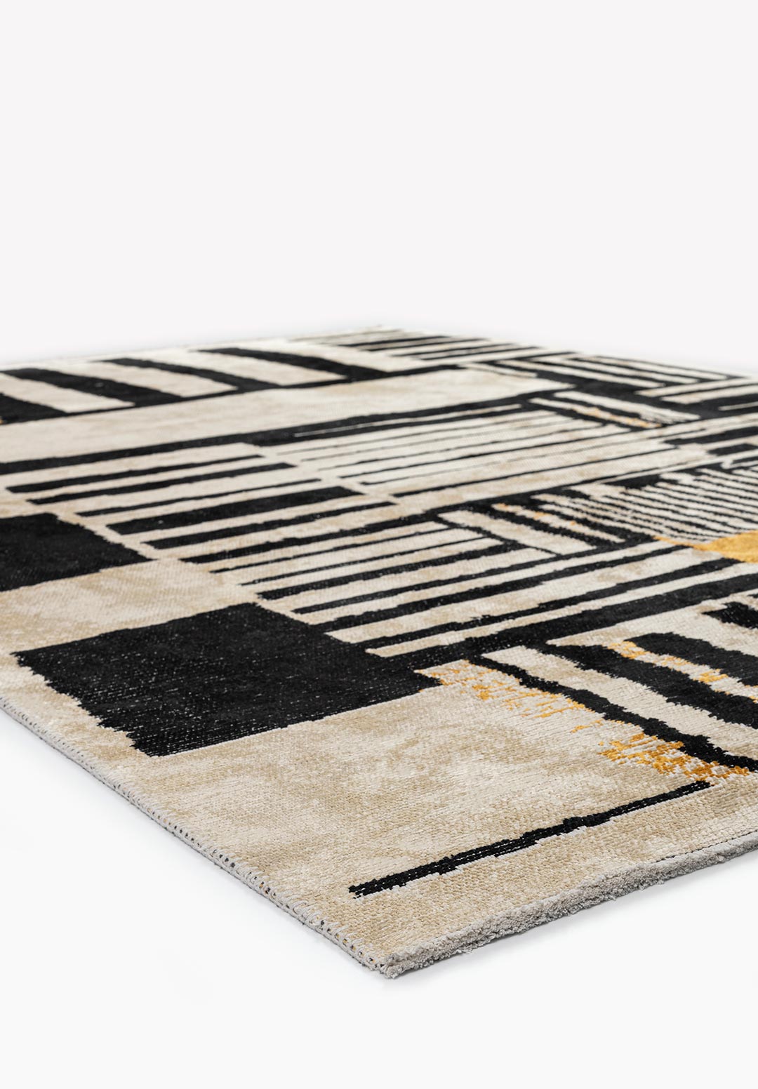 OXFORD BLACK - GOLD - CREAM RUG - 4