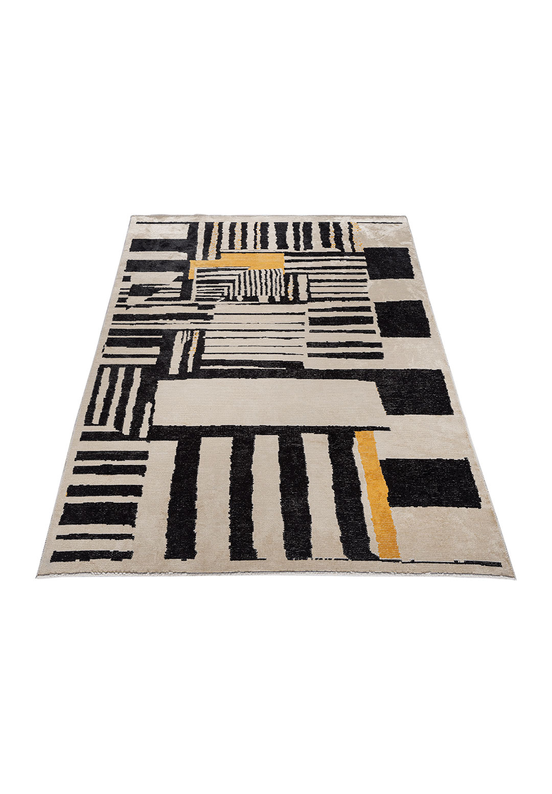 OXFORD BLACK - GOLD - CREAM RUG - 6
