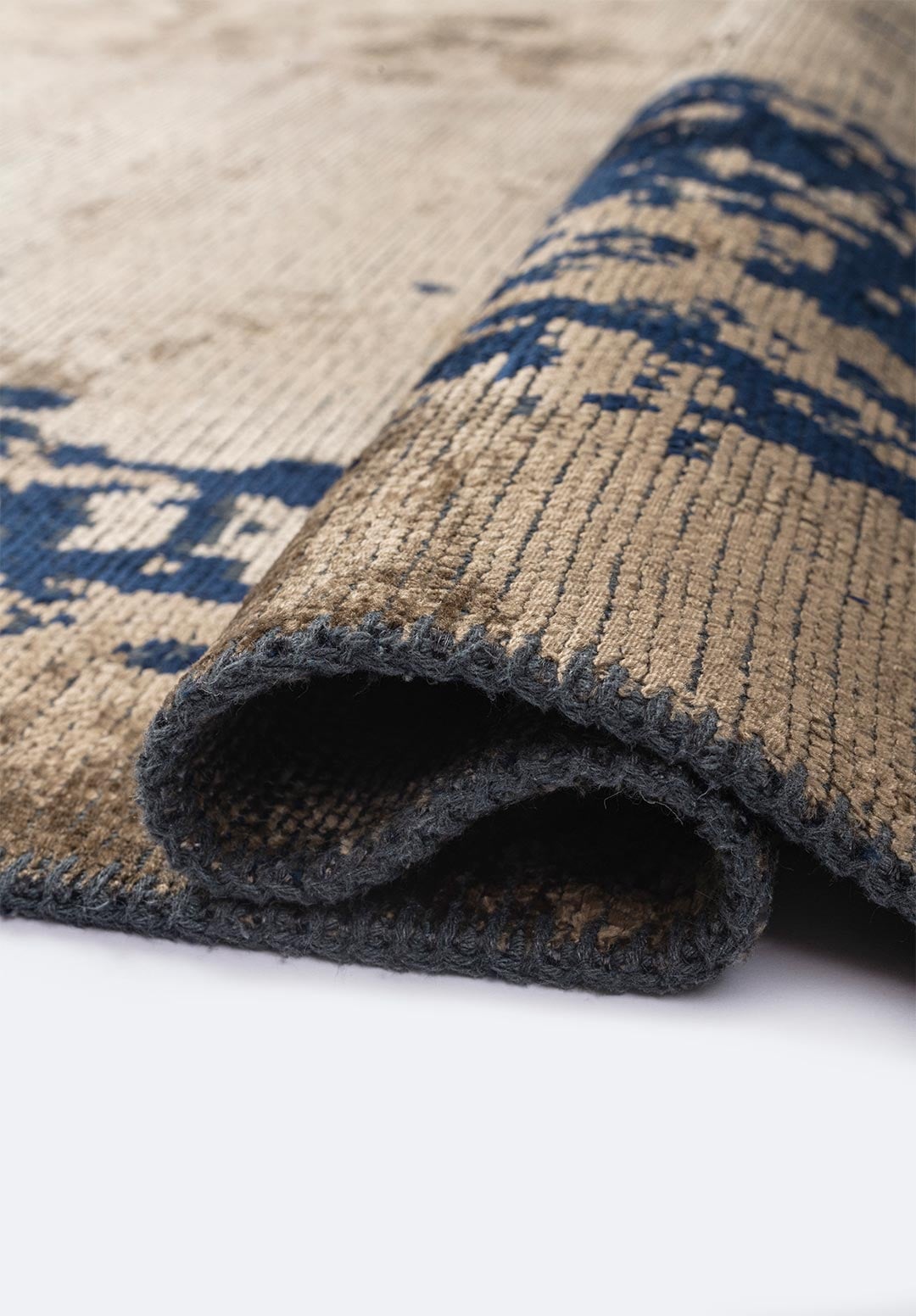 STOCKHOLM DARK NAVY - LIGHT BROWN - DARK BEIGE RUG - 2