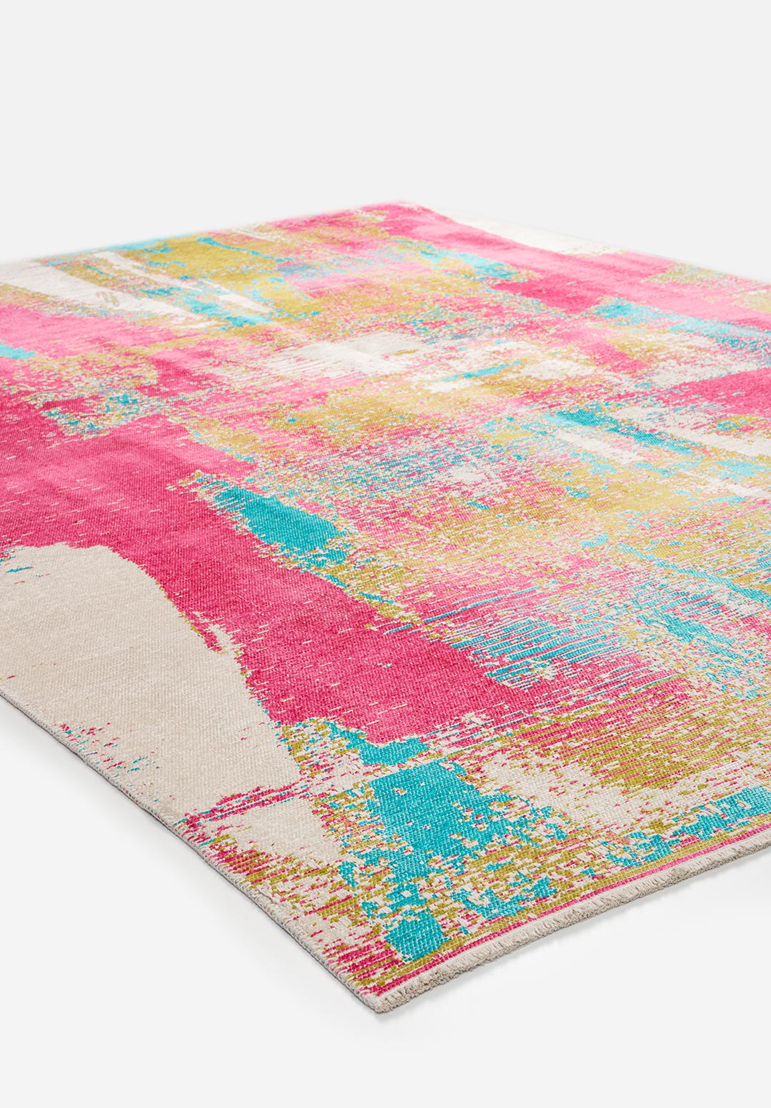 NICE PINK - TURQUOISE - KIWI - ECRU RUG - 4