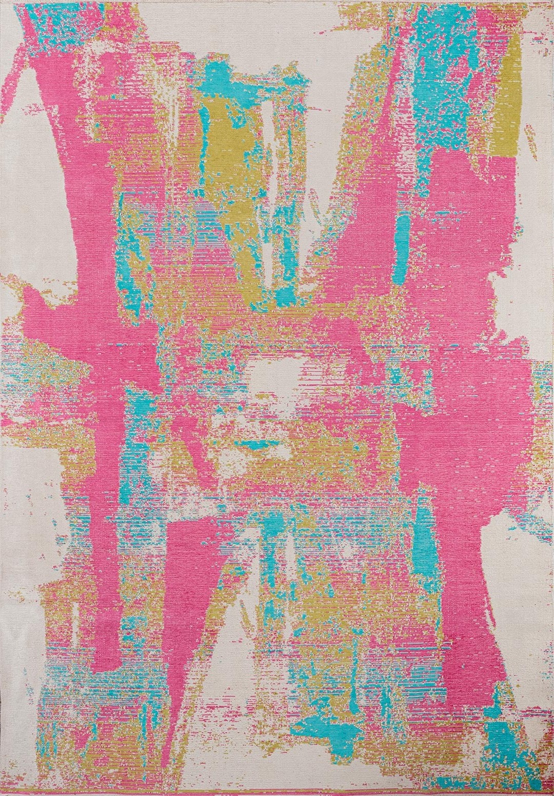 NICE PINK - TURQUOISE - KIWI - ECRU RUG - 1