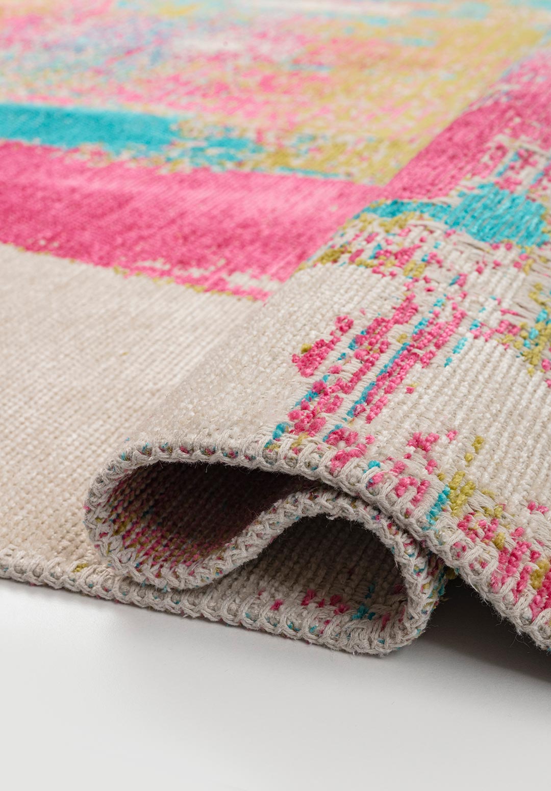 NICE PINK - TURQUOISE - KIWI - ECRU RUG - 2