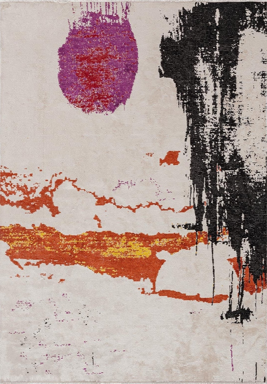 PO BLACK - PURPLE - RED - RUST - YELLOW - ECRU RUG - 1