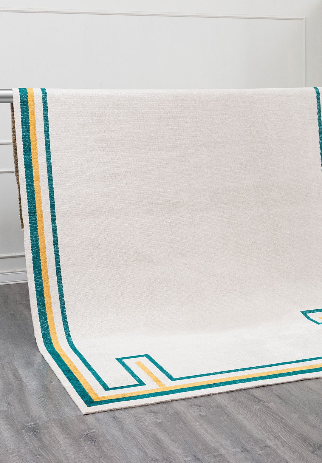 DRESDEN DARK TURQUOISE - GOLD - ECRU RUG - 4