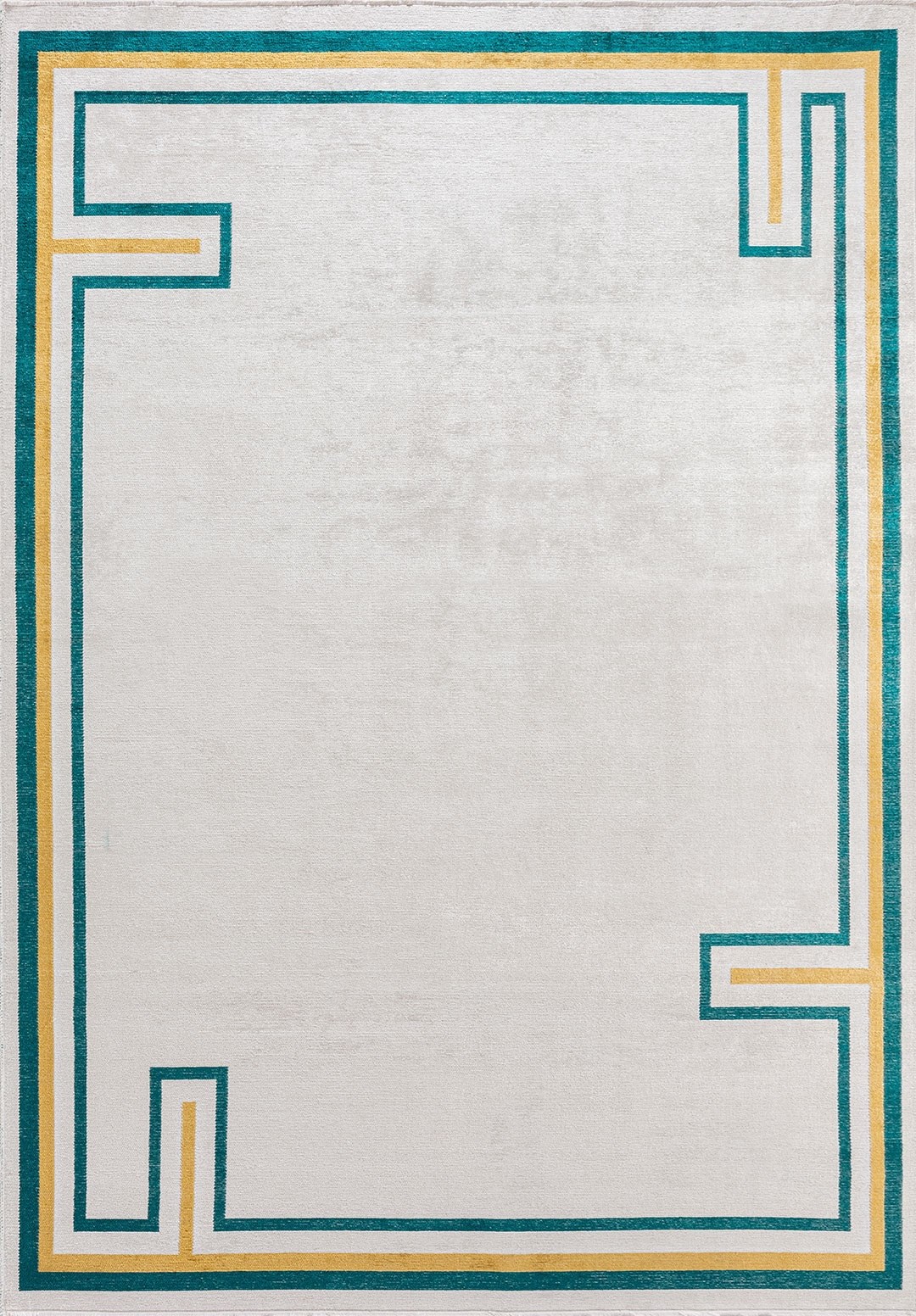 DRESDEN DARK TURQUOISE - GOLD - ECRU RUG - 1