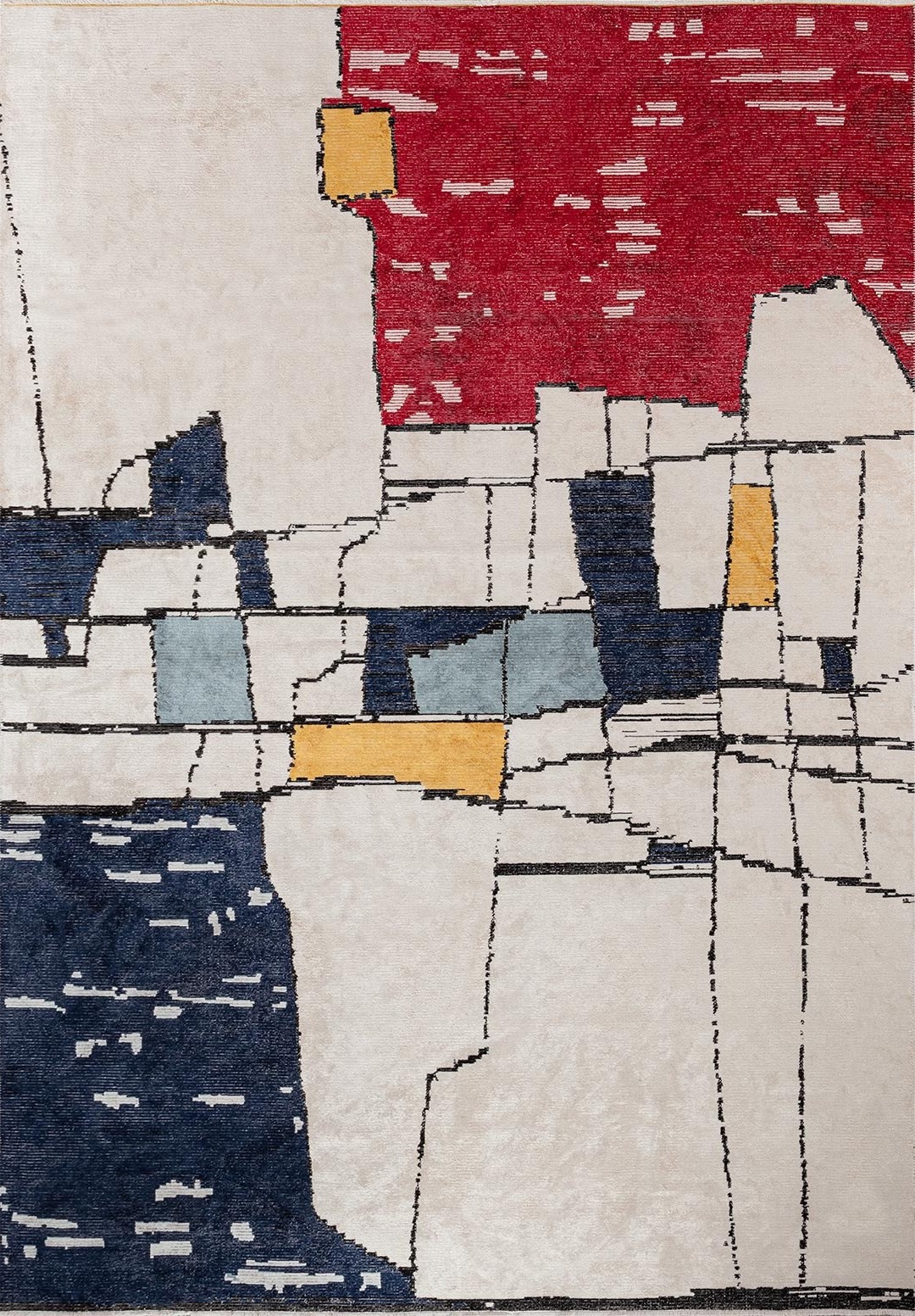 BRISTOL BLACK - DARK NAVY - RED - GOLD - BLUE - ECRU RUG - 1