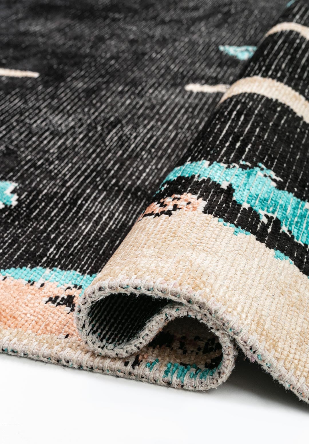 CAPRI BLACK - PETROL - DARK MINK - COPPER - TURQUOISE - CREAM RUG - 2