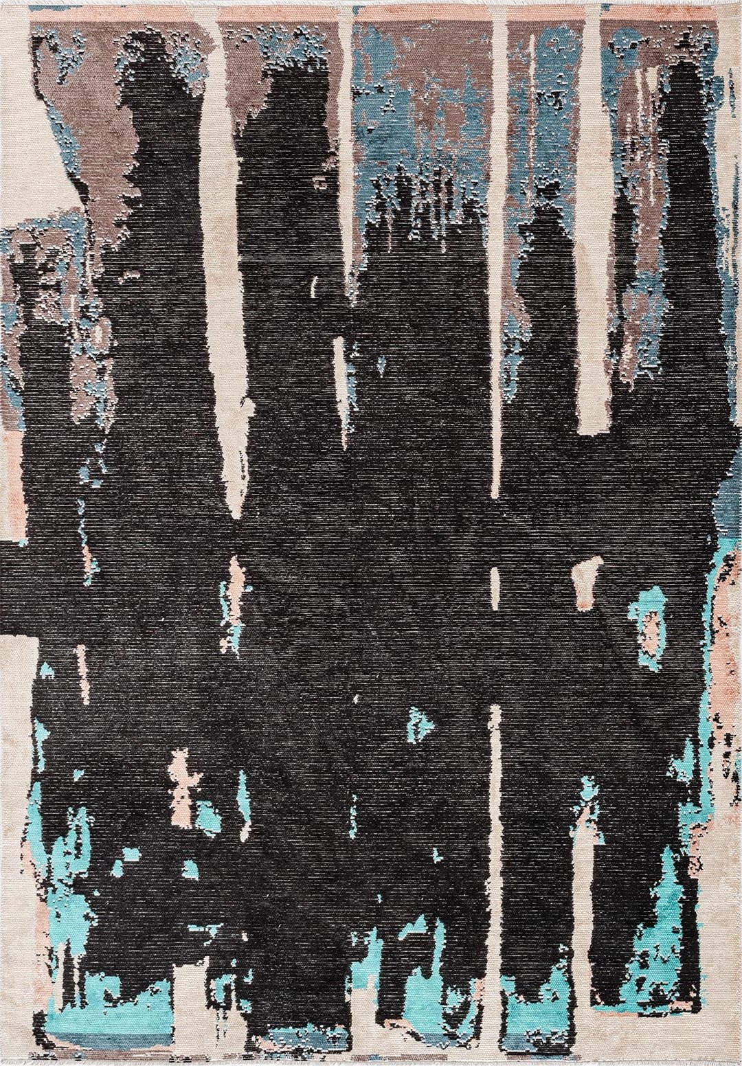 CAPRI BLACK - PETROL - DARK MINK - COPPER - TURQUOISE - CREAM RUG - 1
