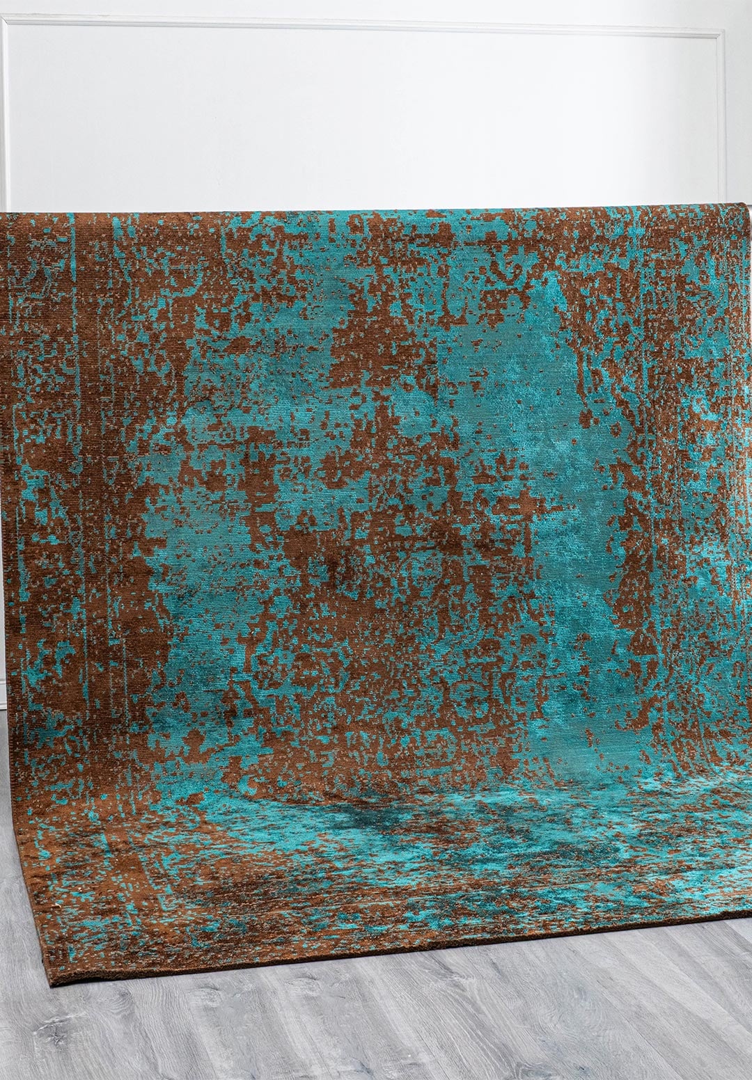 MEDALLION DARK BROWN - DARK TURQUOISE RUG - 4