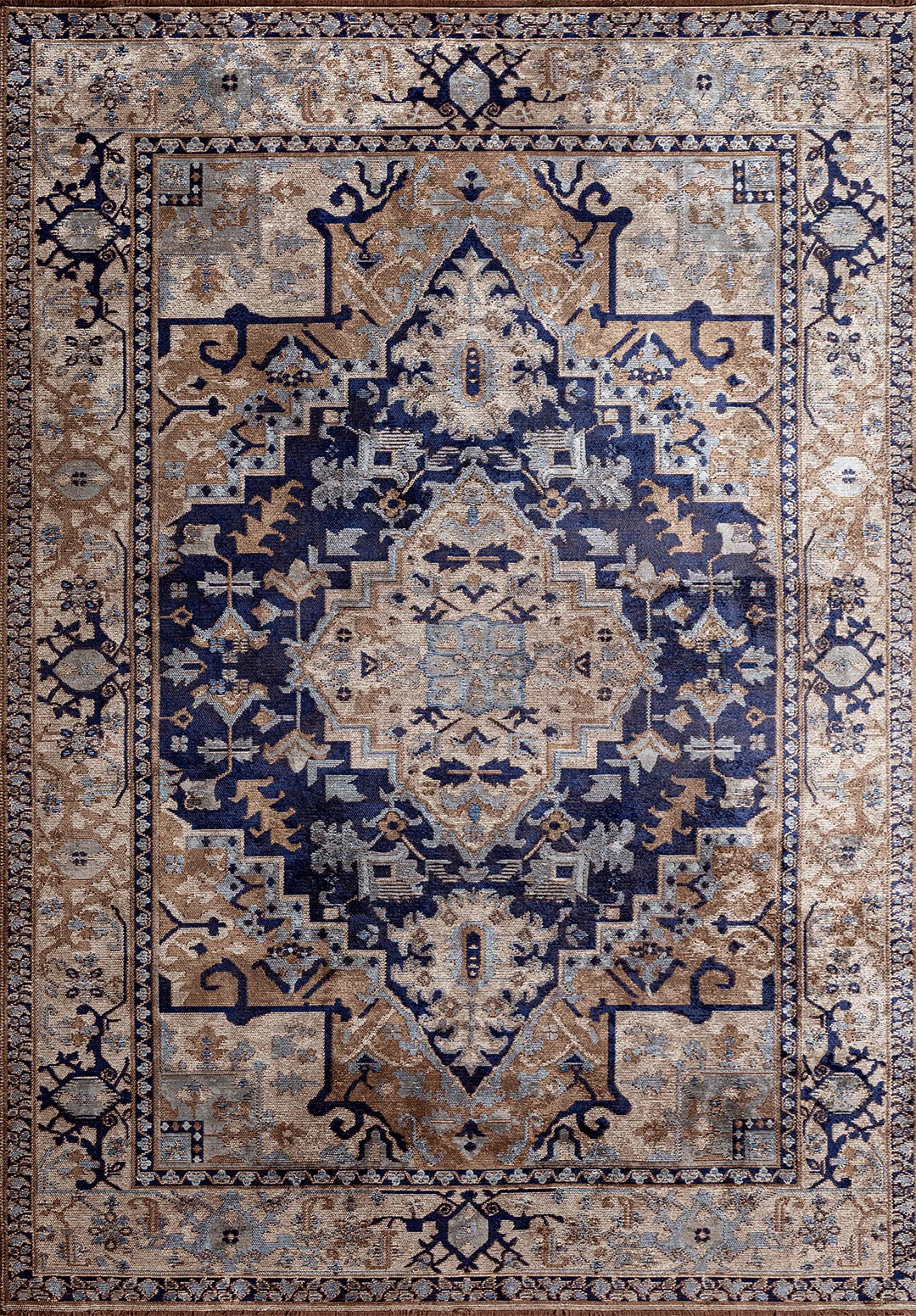 CITADEL MINK - BEIGE - DARK NAVY - BLUE RUG