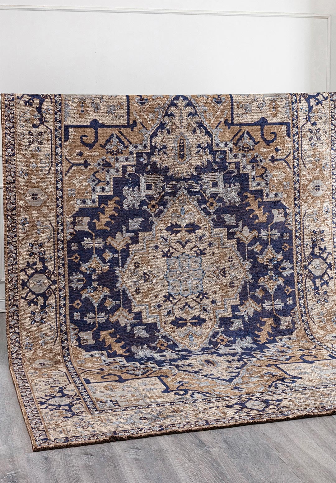 CITADEL MINK - BEIGE - DARK NAVY - BLUE RUG - 4