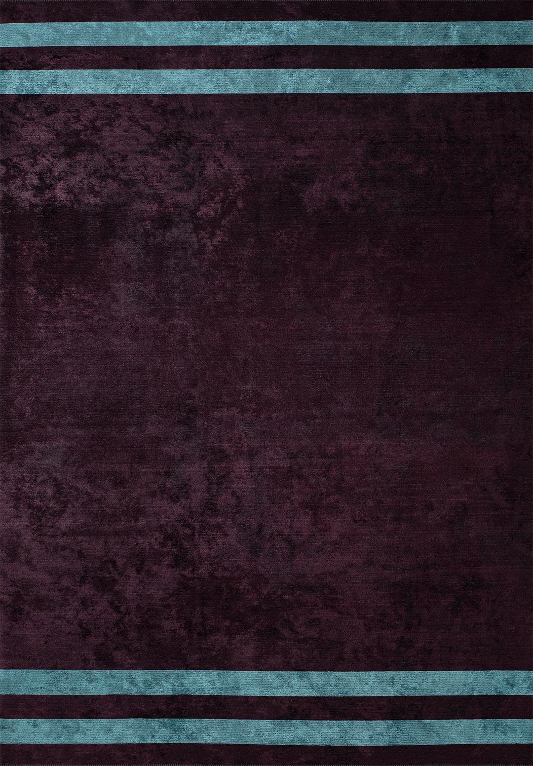 BAND DARK BURGUNDY - TURQUOISE RUG - 1