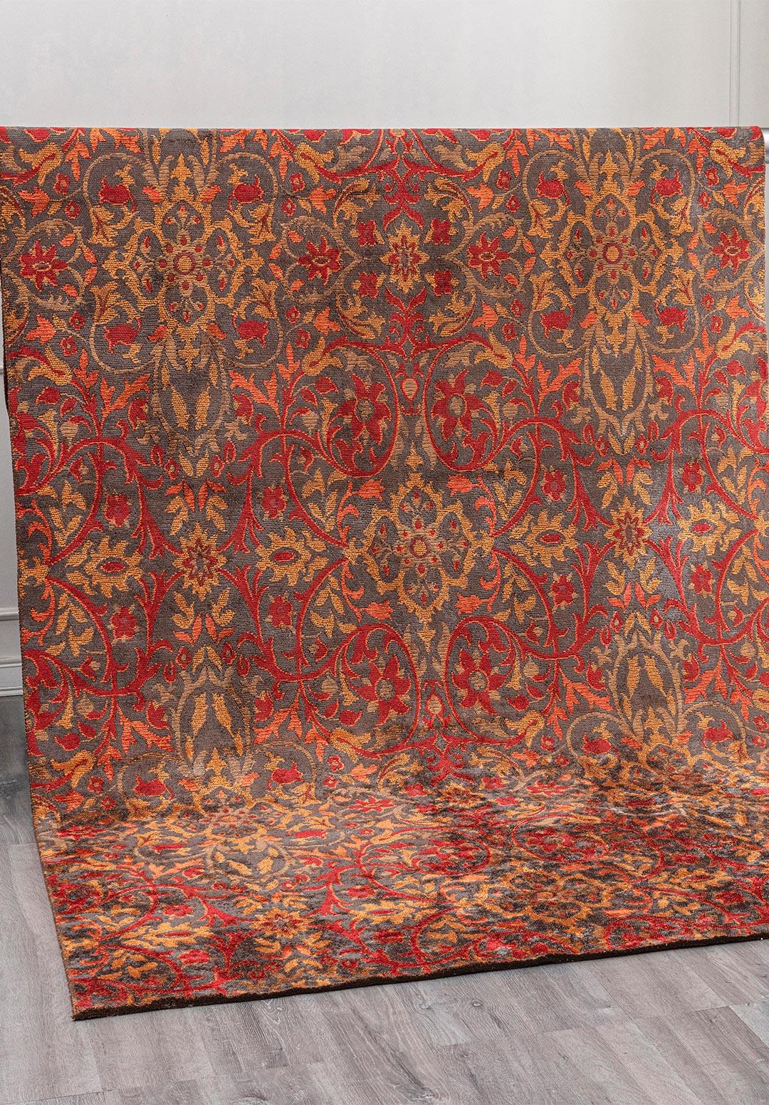 VIOLETTA CHARCOAL - ORANGE - RED RUG - 4