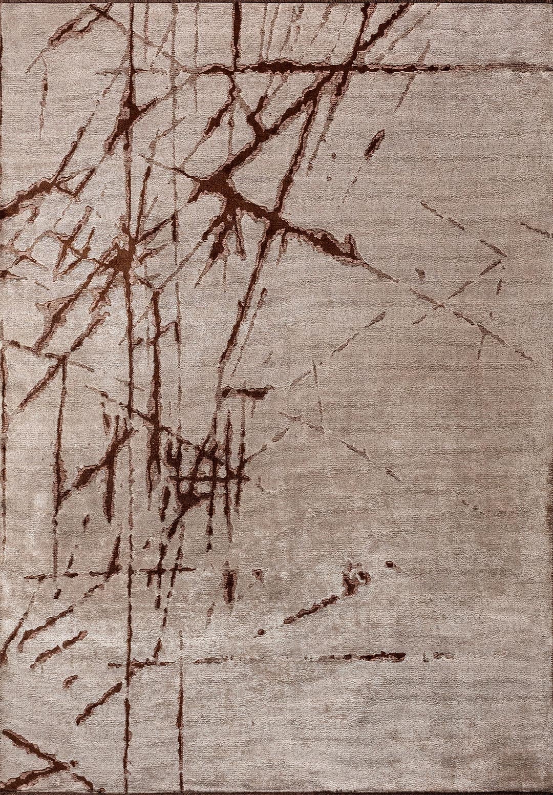 CRACK DARK BROWN - COPPER - CREAM RUG