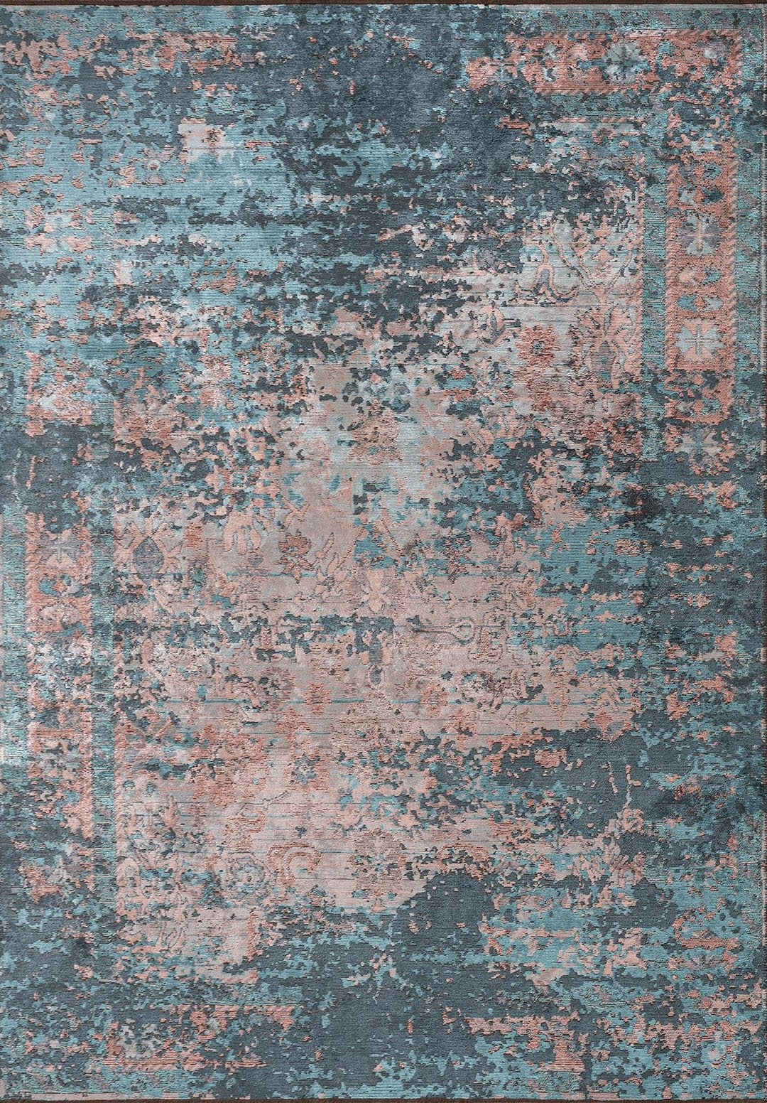 SPLENDOR ERA PETROL - TURQUOISE - LIGHT CORAL - COPPER RUG