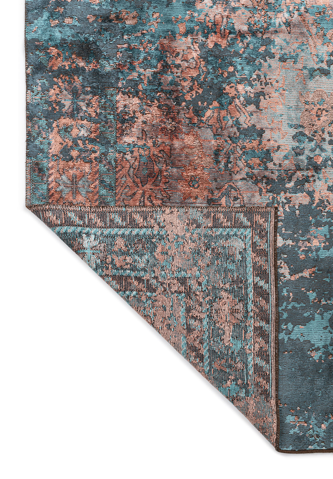 SPLENDOR ERA PETROL - TURQUOISE - LIGHT CORAL - COPPER RUG - 3