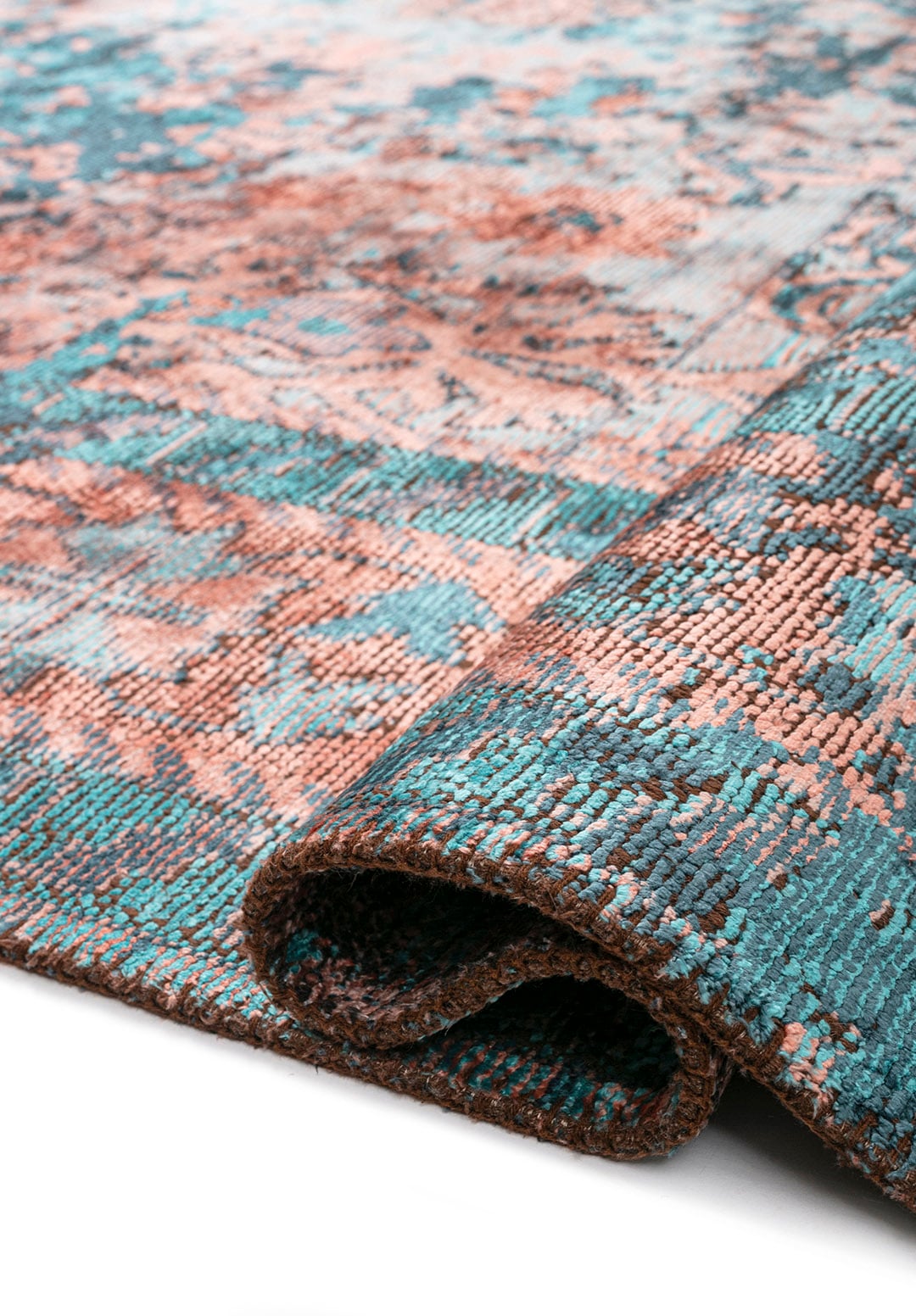 SPLENDOR ERA PETROL - TURQUOISE - LIGHT CORAL - COPPER RUG - 2