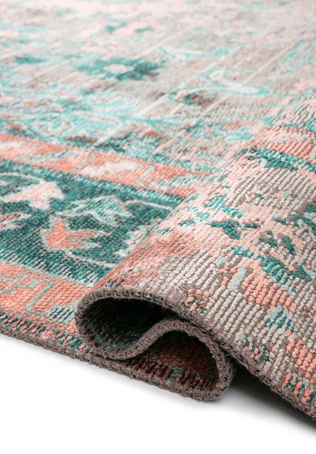 SPLENDOR ERA STONE - LIGHT CORAL - DARK GREEN - RIVER GREEN RUG - 2