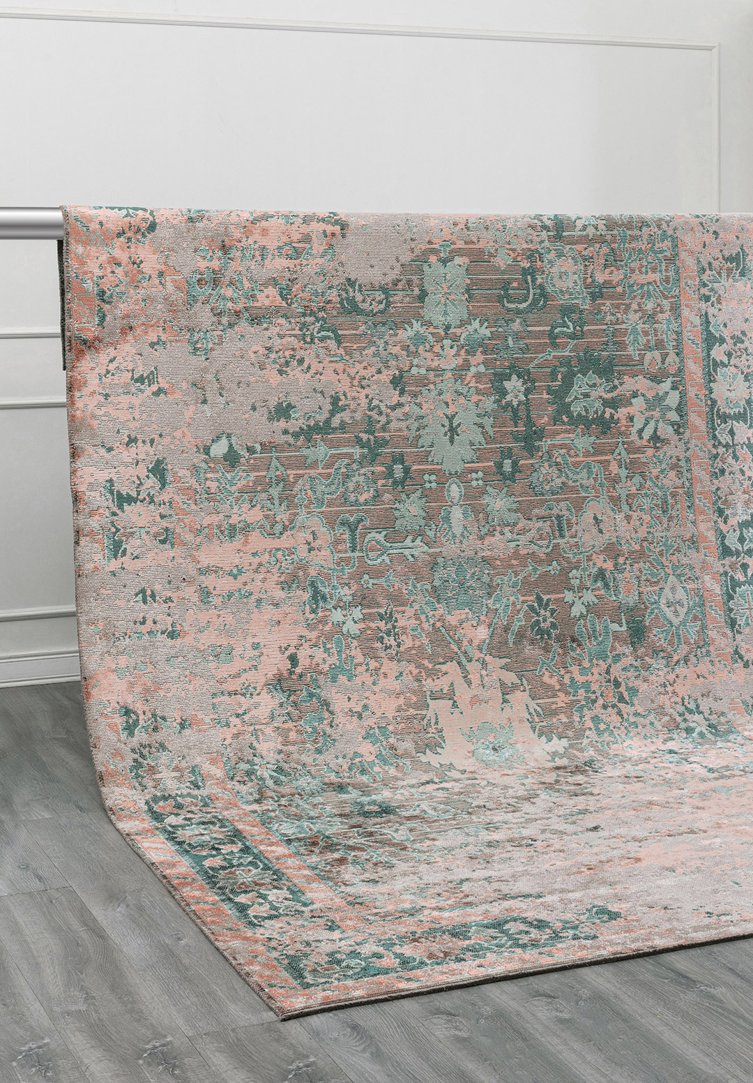 SPLENDOR ERA STONE - LIGHT CORAL - DARK GREEN - RIVER GREEN RUG - 4