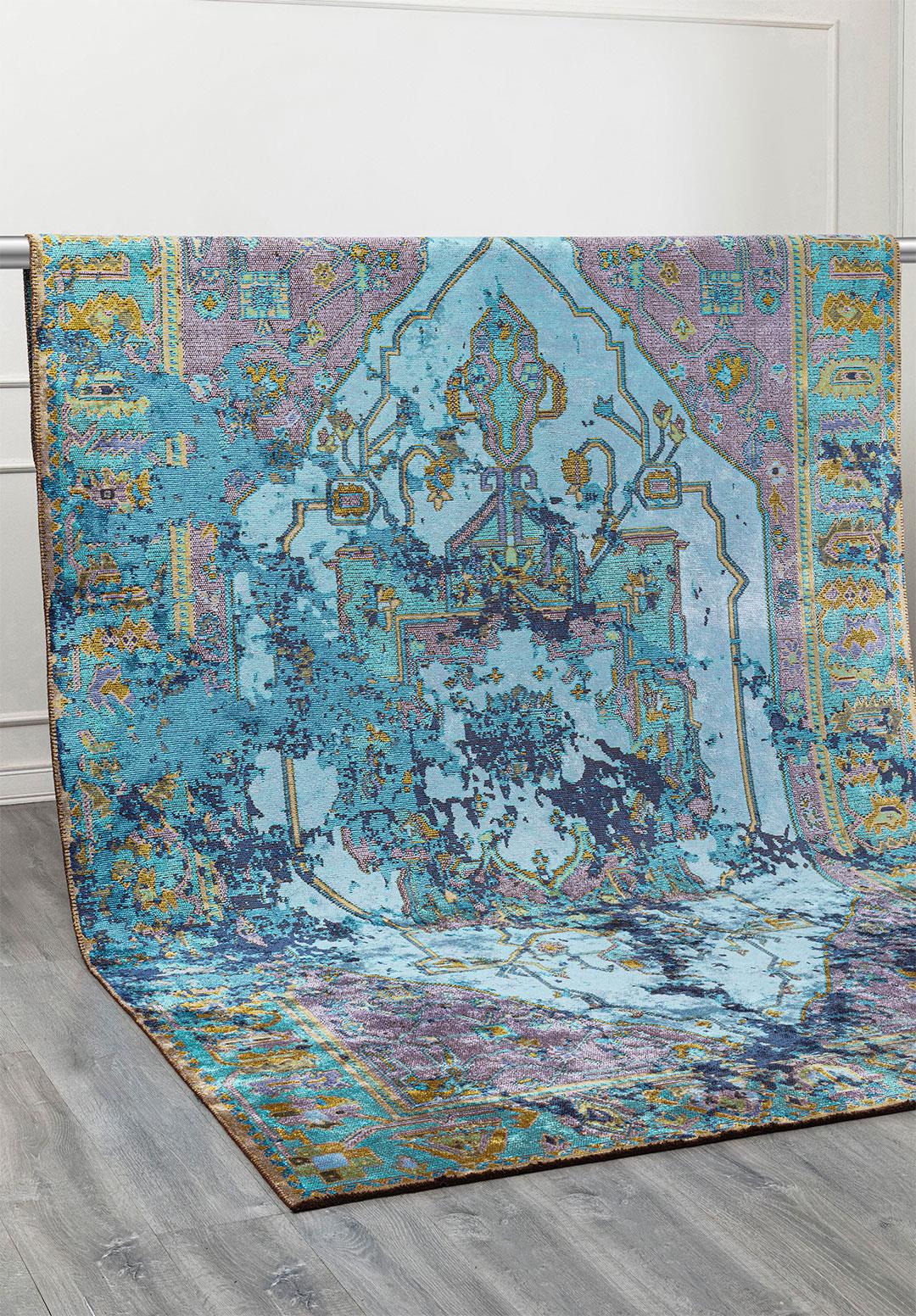 MONARCH ERA NAVY BLUE - TURQUOISE - LILAC - KIWI RUG - 4