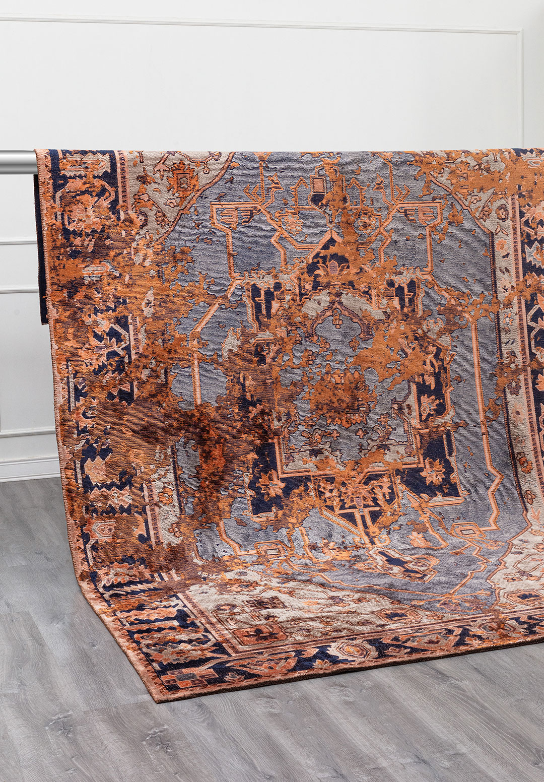 MONARCH ERA TERRA - DARK NAVY - ICE BLUE - LIGHT CORAL RUG - 4