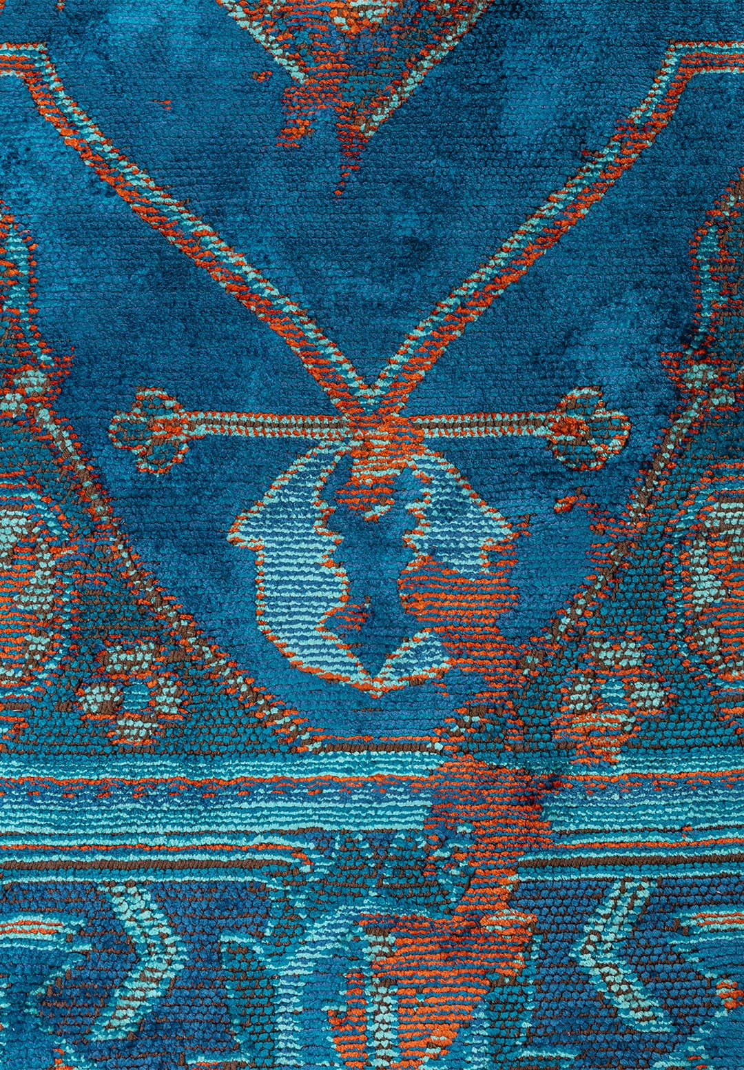 MONARCH ERA RUST - NAVY BLUE - CYAN - TURQUOISE RUG - 5