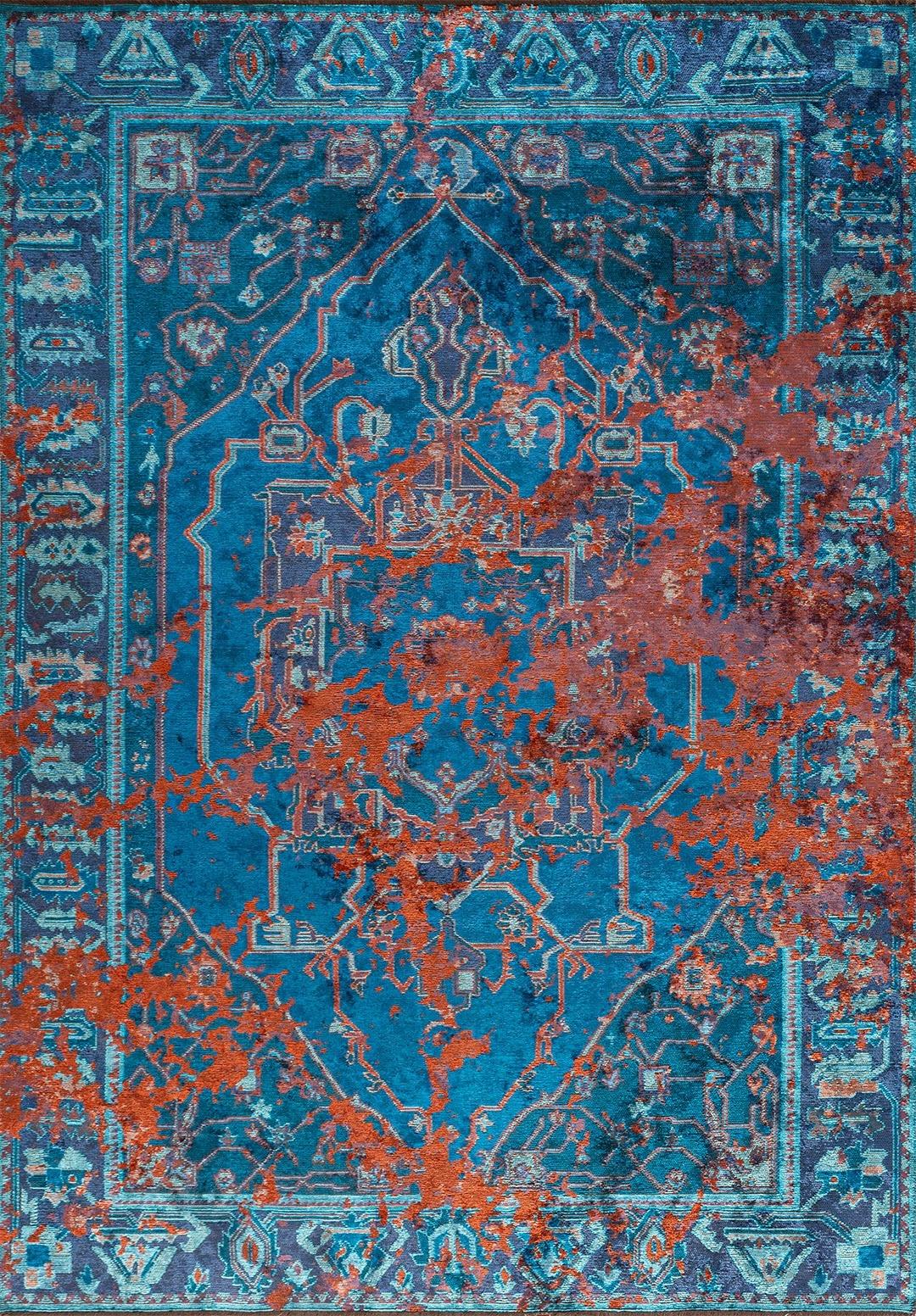 MONARCH ERA RUST - NAVY BLUE - CYAN - TURQUOISE RUG