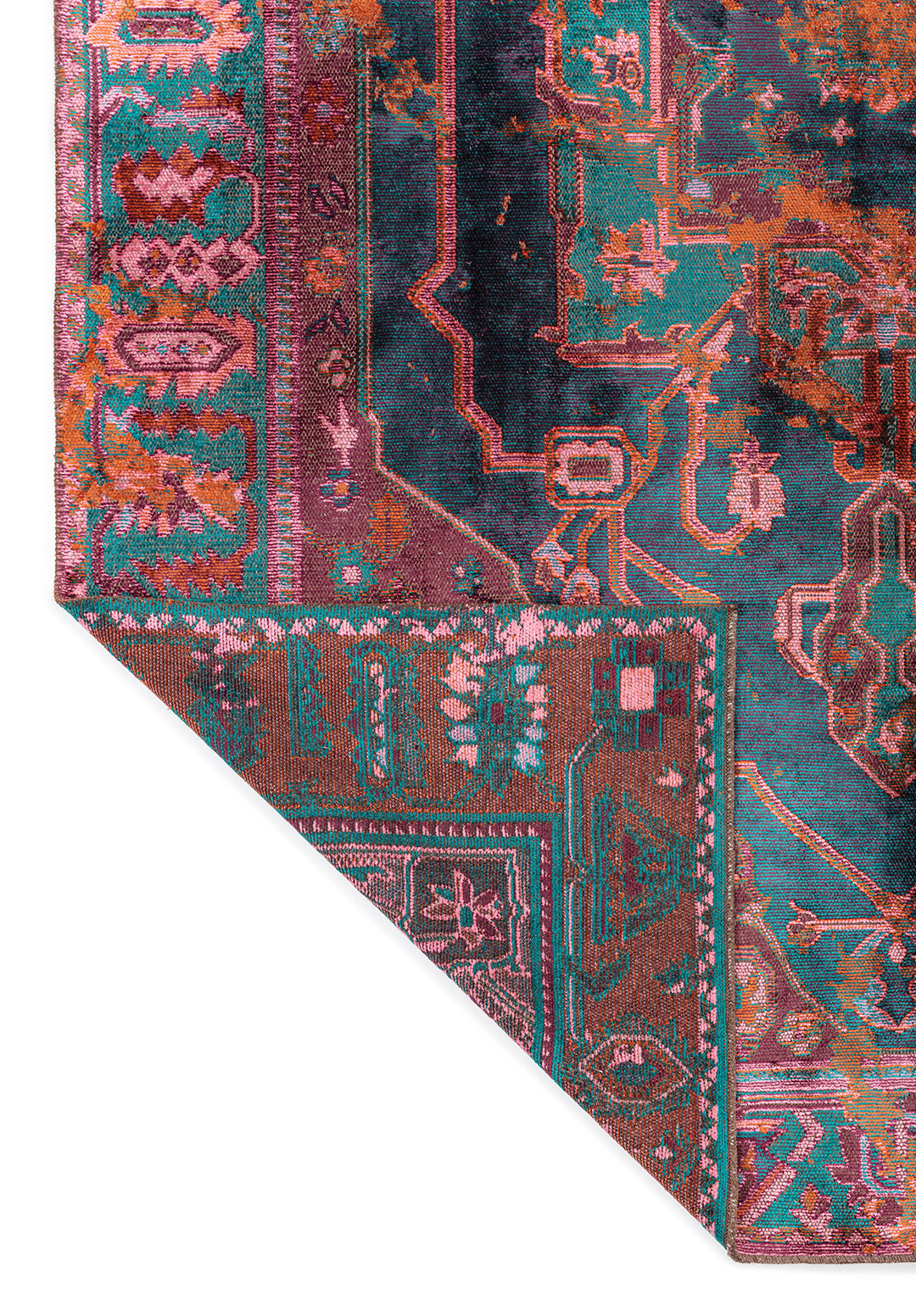 MONARCH ERA RUST - DARK TURQUOISE - DARK DAMSON - PINK RUG - 3