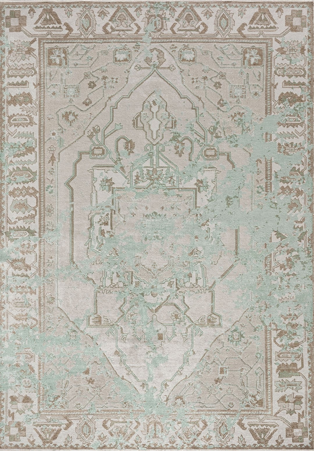 MONARCH ERA RIVER GREEN - ECRU - STONE - MINK RUG