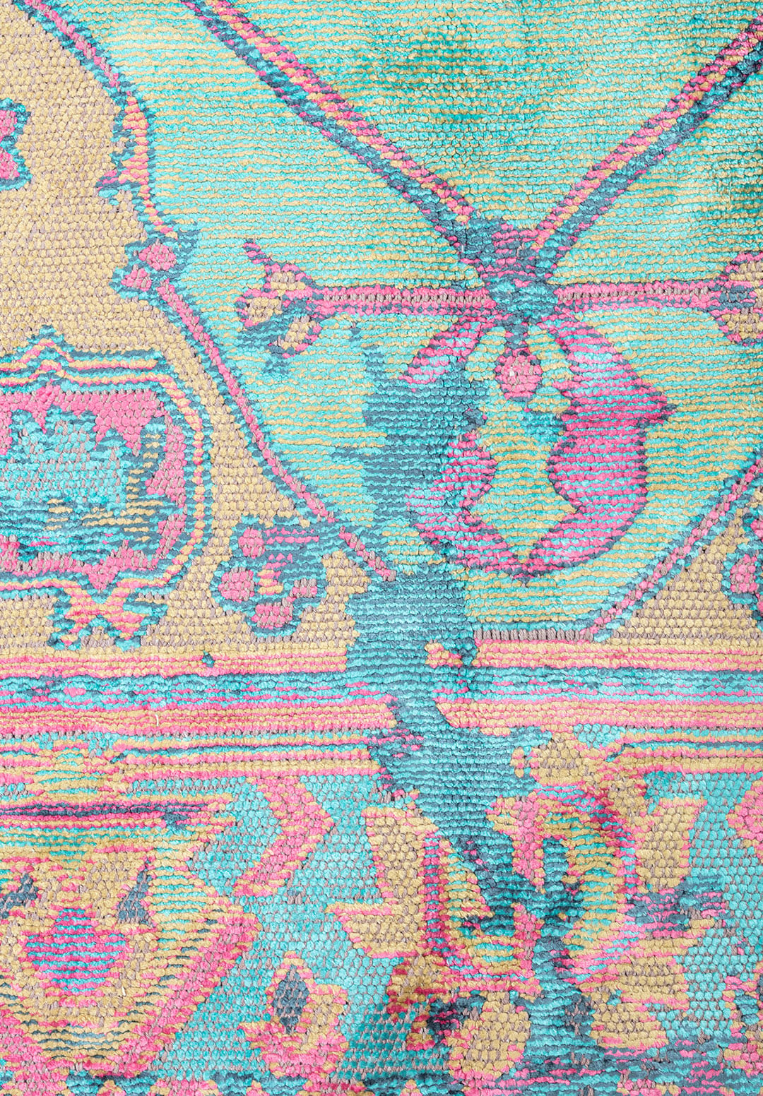 MONARCH ERA PETROL - TURQUOISE - OLIVE GREEN - PINK RUG - 5