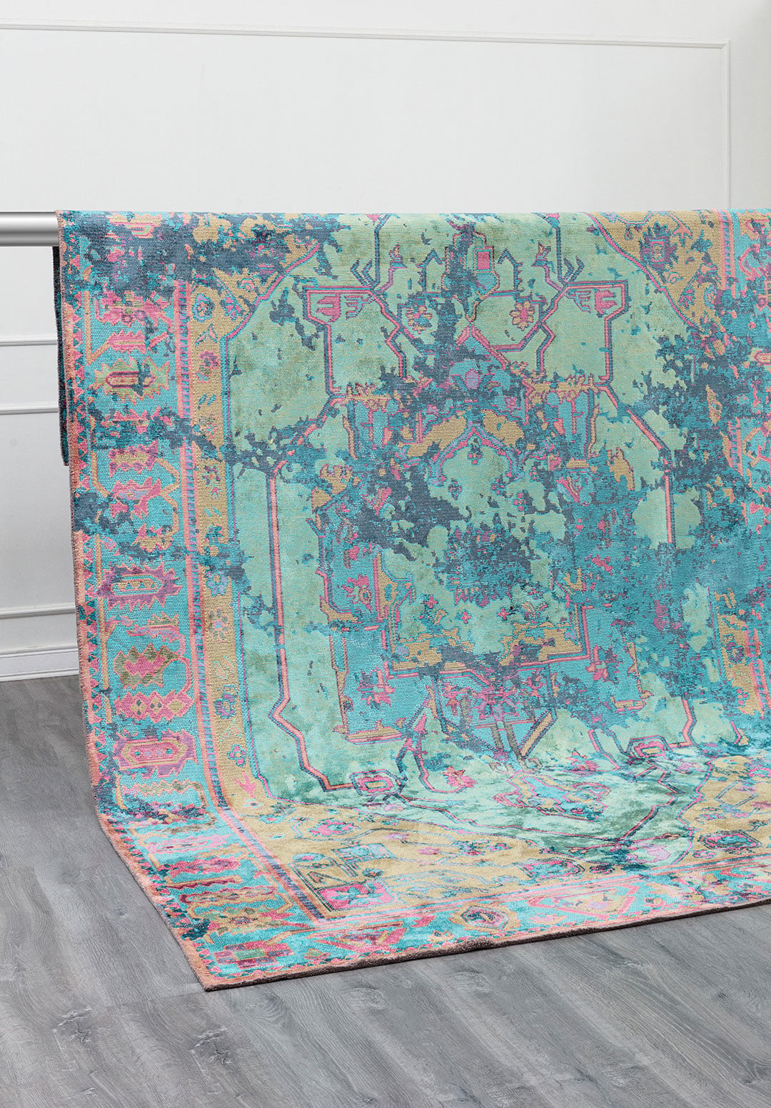 MONARCH ERA PETROL - TURQUOISE - OLIVE GREEN - PINK RUG - 4