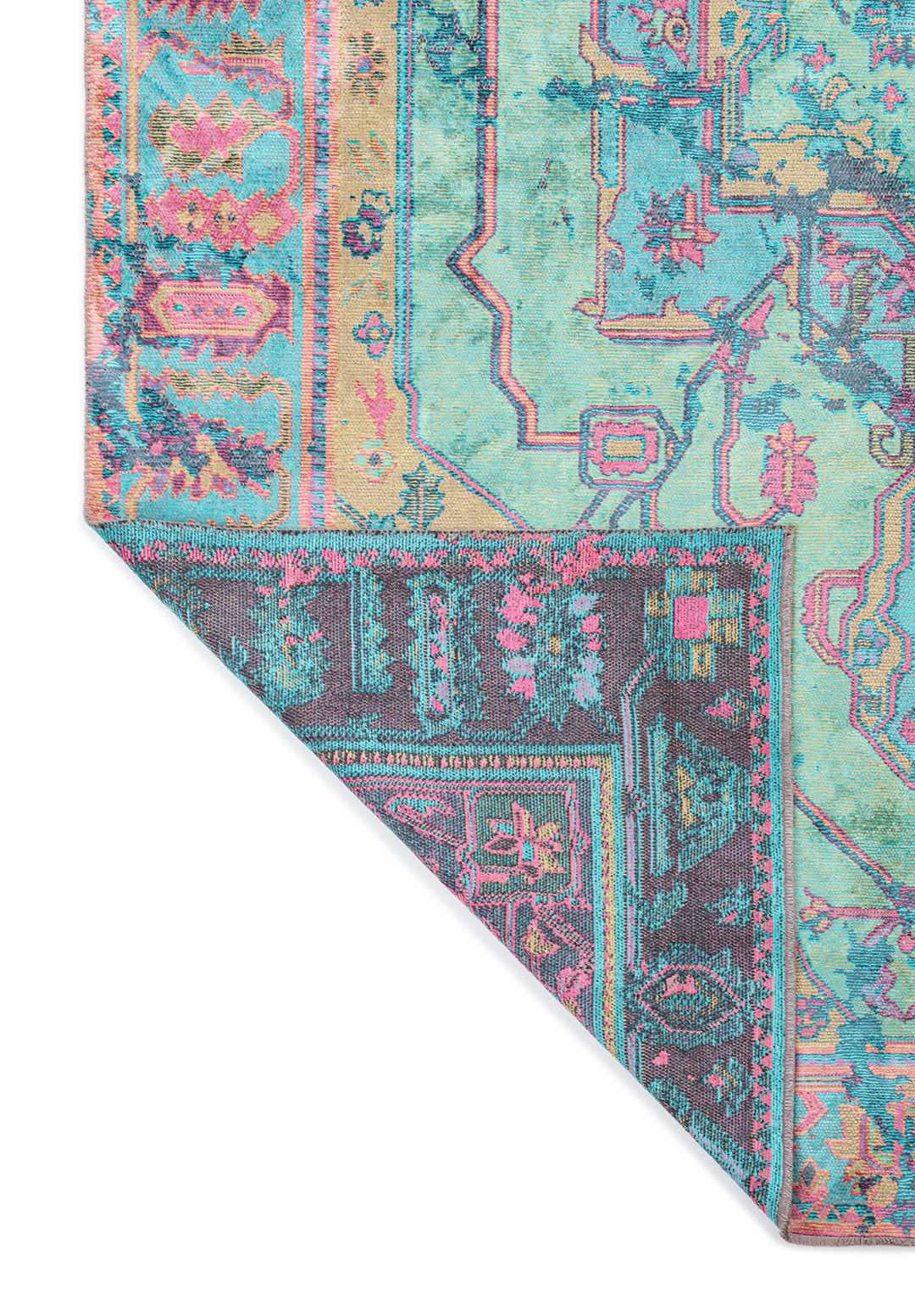 MONARCH ERA PETROL - TURQUOISE - OLIVE GREEN - PINK RUG - 3