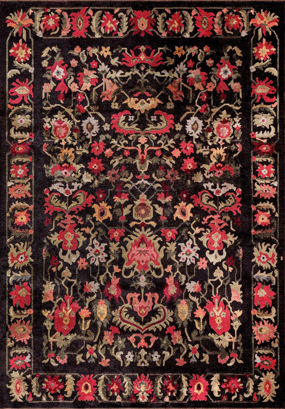 MAJESTY LIGHT CORAL - GREEN - MAGENTA - BLACK - MUSTARD - ICE BLUE RUG - 1