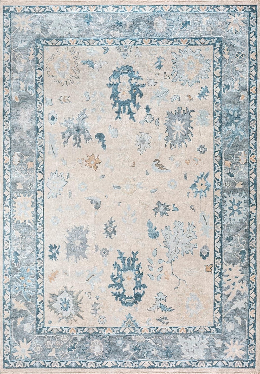 VIVIENNE LIGHT CREAM - PETROL - BLUE - ICE BLUE - CREAM - DARK BEIGE RUG - 1
