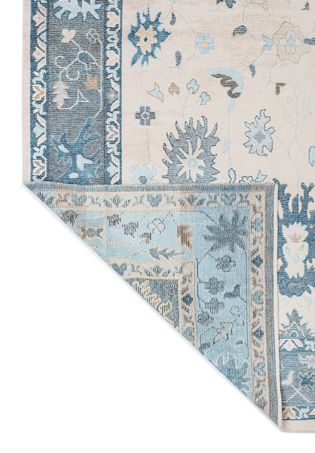 VIVIENNE LIGHT CREAM - PETROL - BLUE - ICE BLUE - CREAM - DARK BEIGE RUG - 3