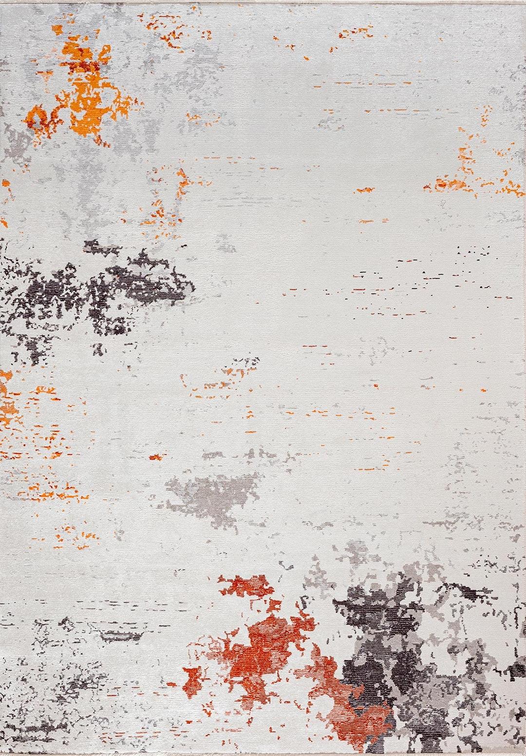 FROST WHITE - ORANGE - RUST - GREY - CHARCOAL RUG - 1
