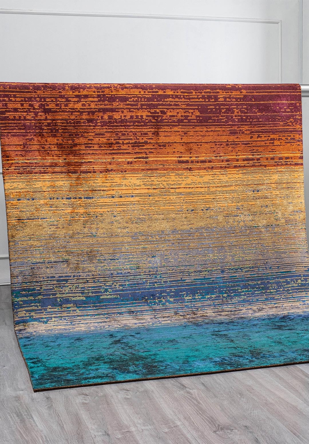 AURORA DARK TURQUOISE - NAVY BLUE - CHERRY - ORANGE - GOLD RUG - 4