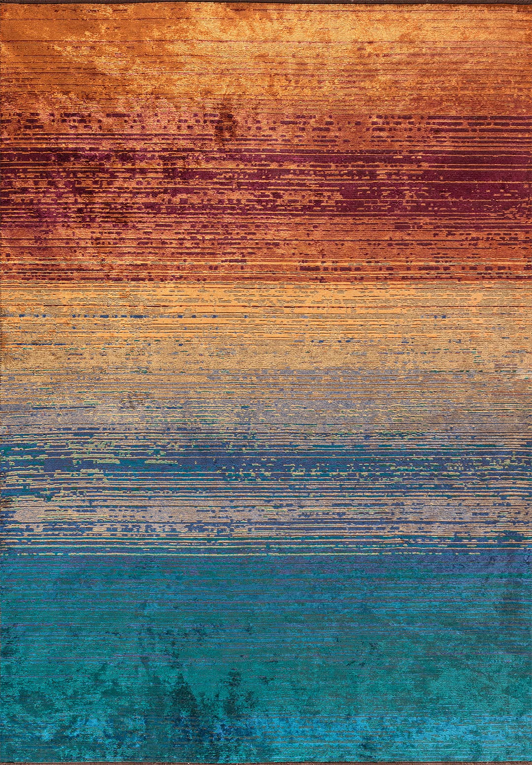 AURORA DARK TURQUOISE - NAVY BLUE - CHERRY - ORANGE - GOLD RUG - 1