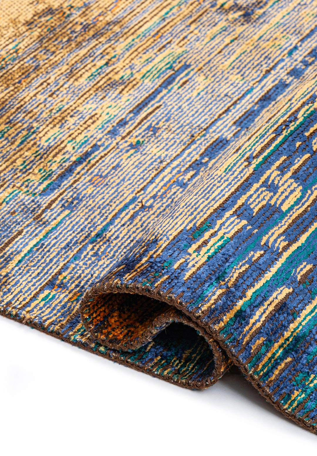 AURORA DARK TURQUOISE - NAVY BLUE - CHERRY - ORANGE - GOLD RUG - 2