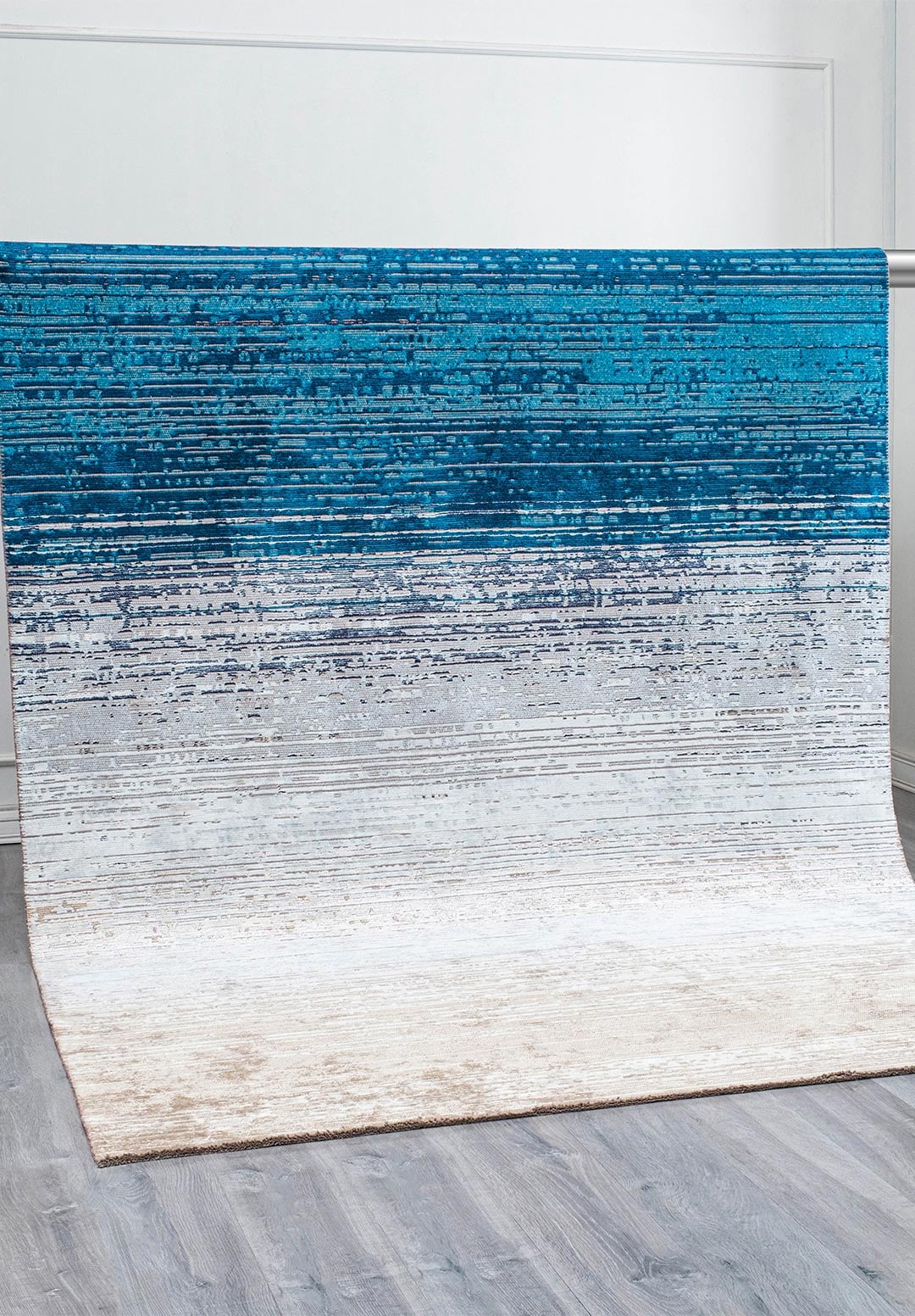 AURORA BEIGE - WHITE - CYAN - DARK NAVY - ICE BLUE RUG - 4
