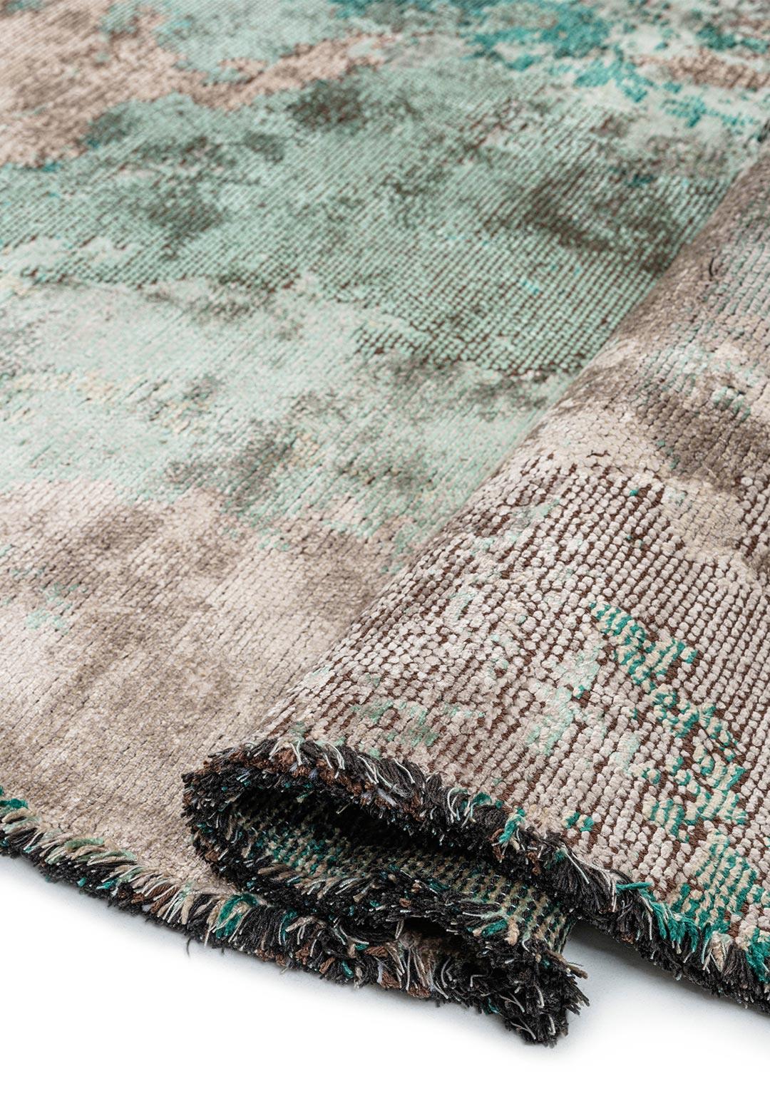 MIST RIVER GREEN - BEIGE - DARK GREEN - STONE RUG - 2