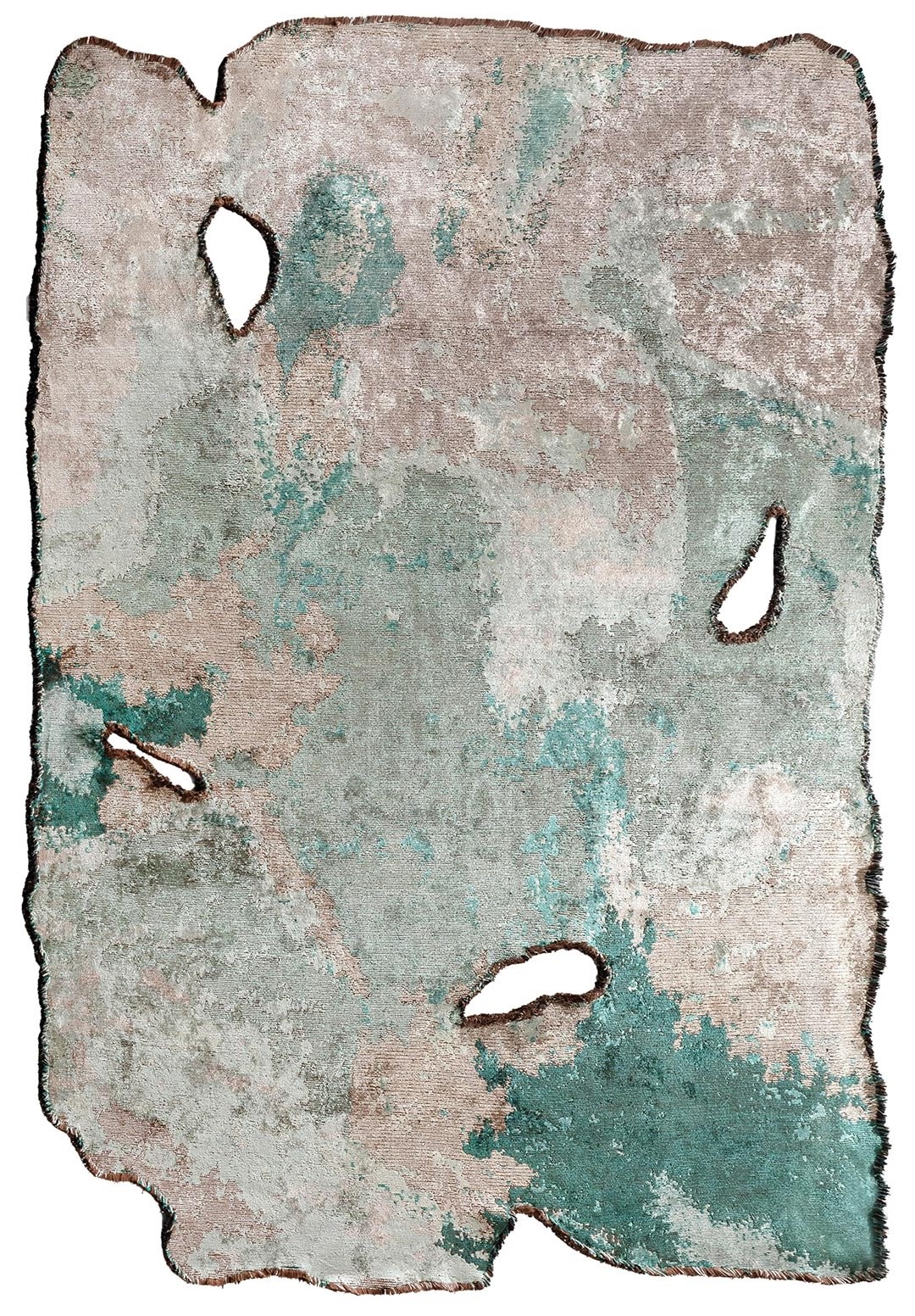 MIST RIVER GREEN - BEIGE - DARK GREEN - STONE RUG - 1